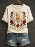 Hail Mary Full Of Grace T-Shirt Floral Catholic Shirt Christian Gifts For Women - Merchluma
