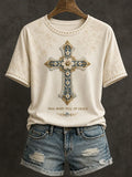 Hail Mary Full Of Grace T-Shirt Floral Cross Shirt Faith Based Apparel Gift For Christian Mom - Merchluma