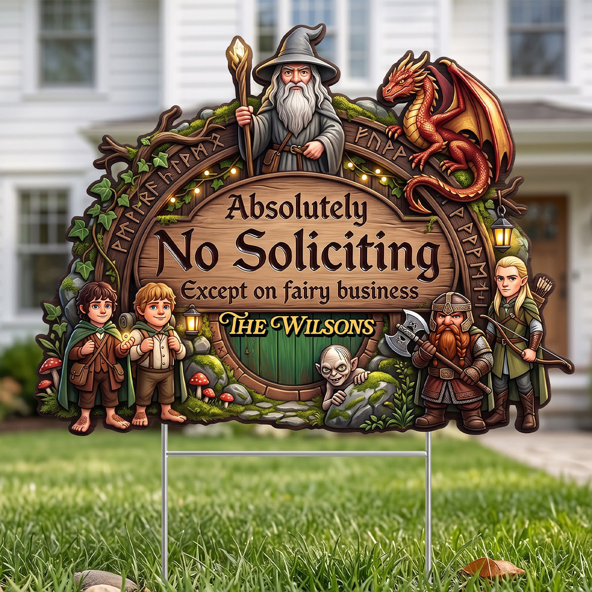 Personalized The Lord Of The Ring Absolutely No Soliciting Yard Sign Outdoor Decor Gifts - Merchluma