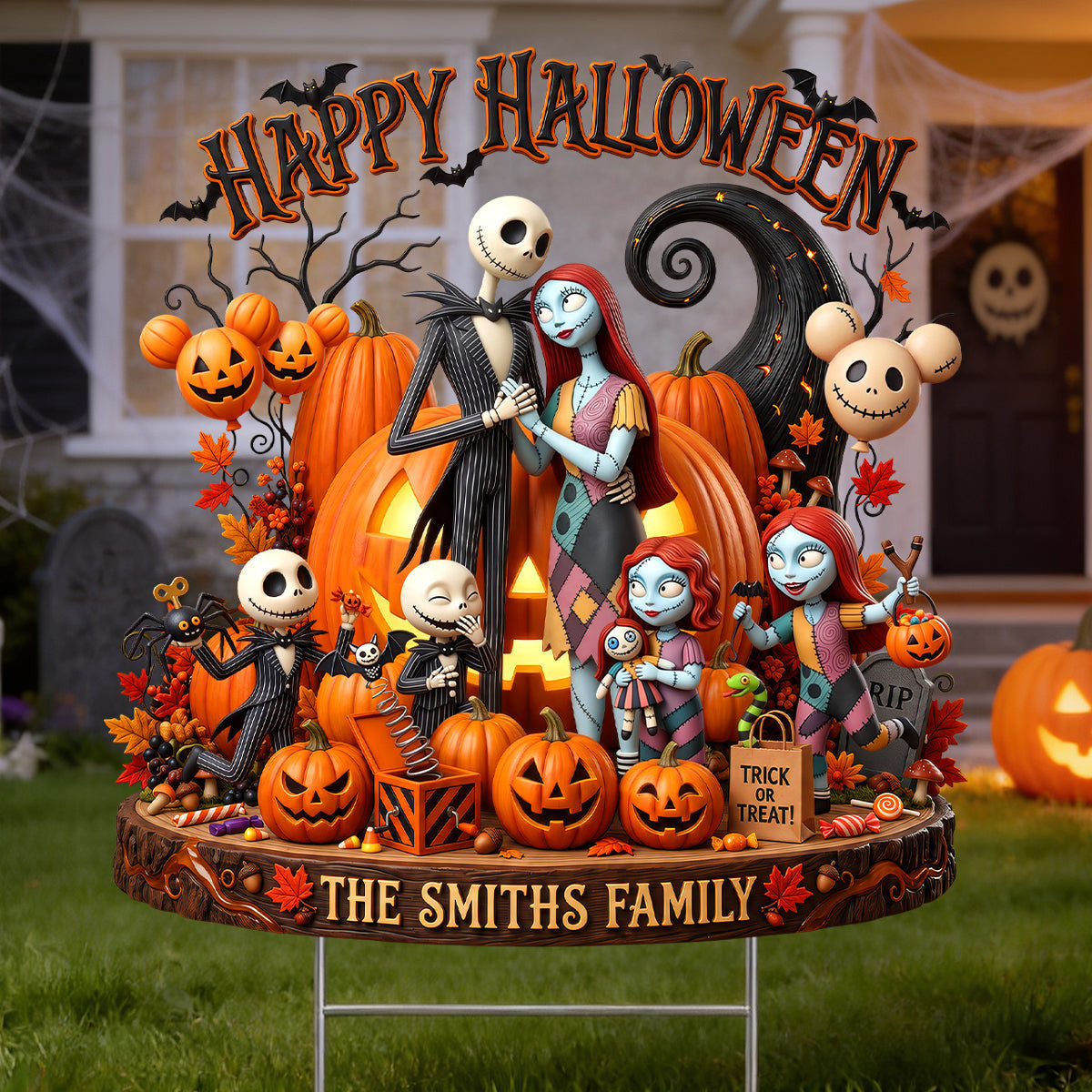 Personalized Spooky Family Happy Halloween Yard Sign Outdoor Decor Halloween Gifts For Family - Merchluma