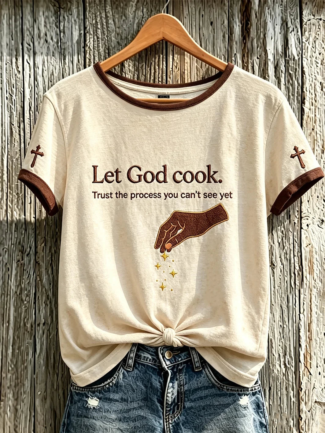 Let God Cook T-Shirt Trust The Process You Can't See Yet Shirt Faith Based Gift For Her - Merchluma