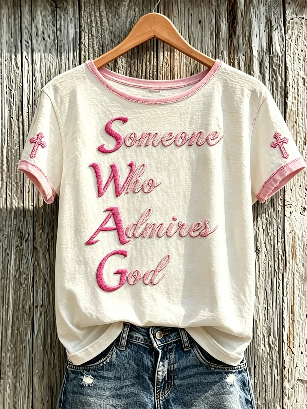 Someone Who Admires God T-Shirt Faith Themed Slogan Shirt Christian Gift For Her - Merchluma