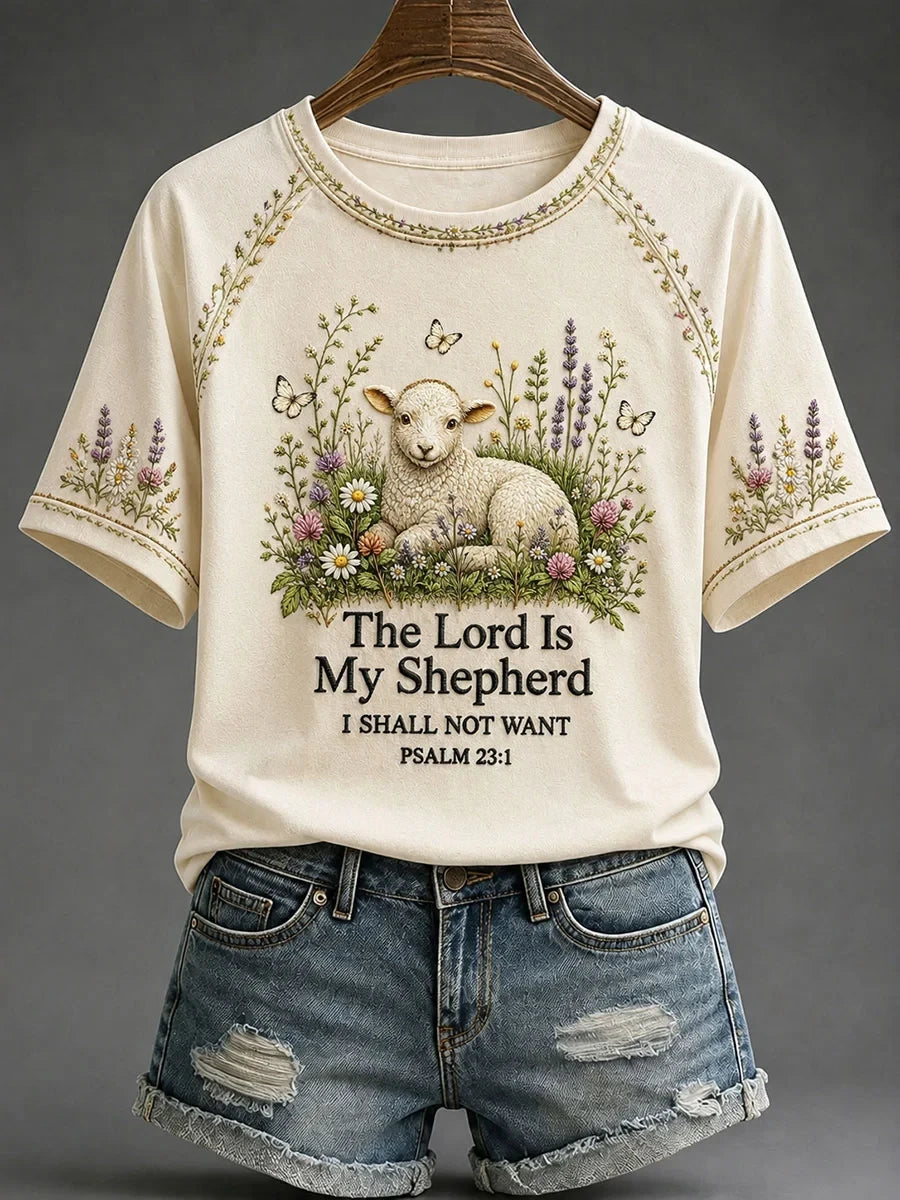 The Lord Is My Shepherd I Shall Not Want T-Shirt Faith Attire Birthday Blessings Bible - Merchluma