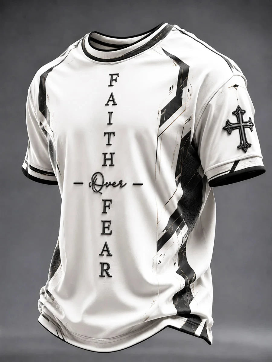 Faith Over Fear T-Shirt Mens Christian Apparel Gifts For Church Members - Merchluma