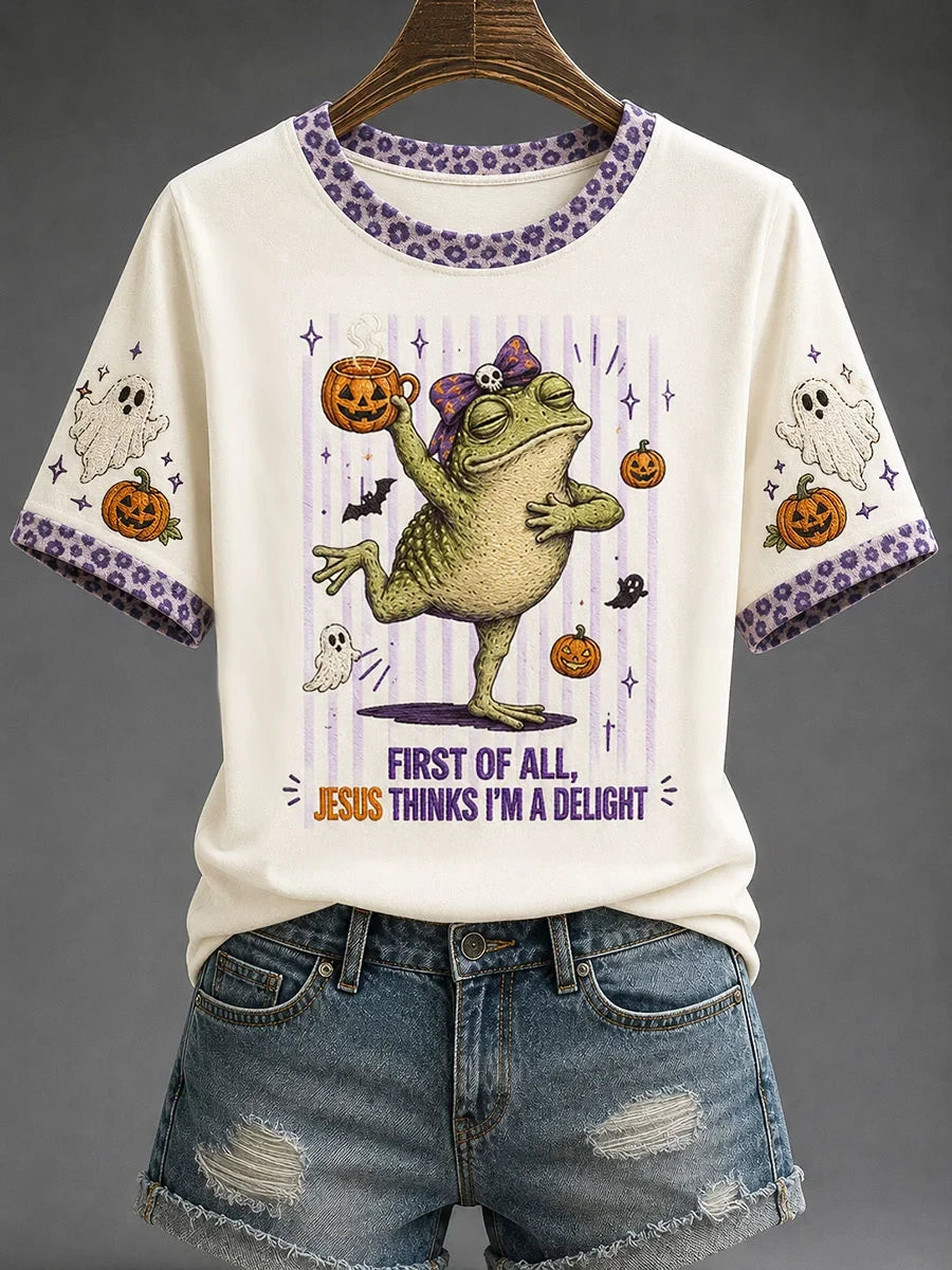 Frog First Of All Jesus Thinks I'm A Delight Shirt Fun Faith Halloween T-Shirt Religious Gifts - Merchluma