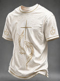 Gold Cross Fish Christian Shirt Minimalist Tees Religious Gifts For Men - Merchluma