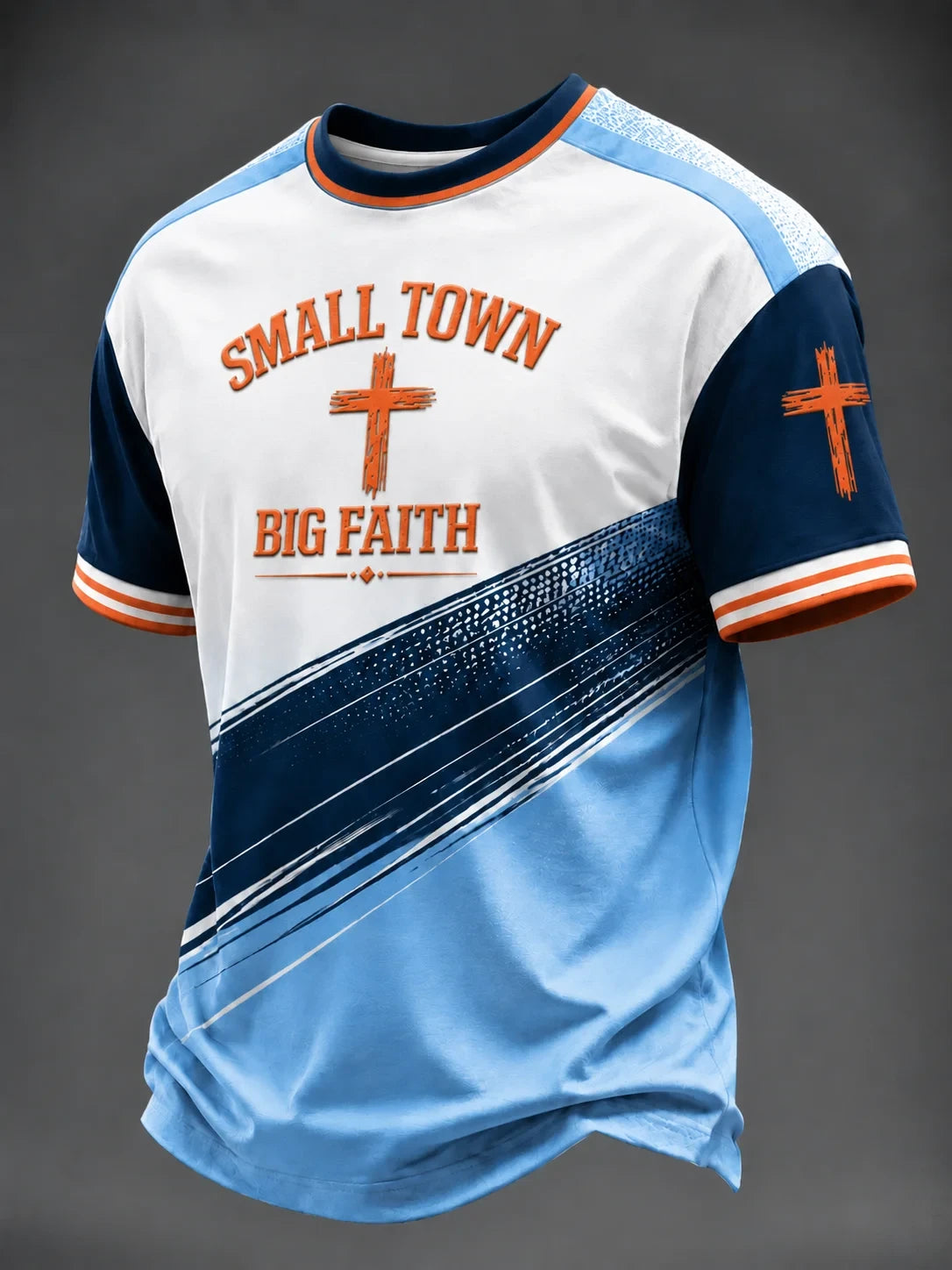 Small Town Big Faith T-Shirt Holy Cross Shirt Christian Apparel Present For Husband - Merchluma