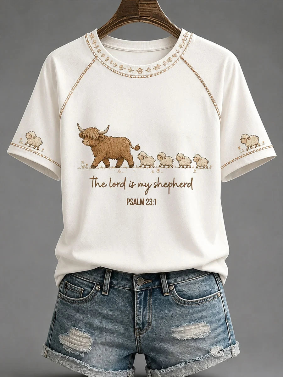 The Lord Is My Shepherd Faith Casual T-Shirt Active Faith Gear Bible Verse On Gift - Merchluma