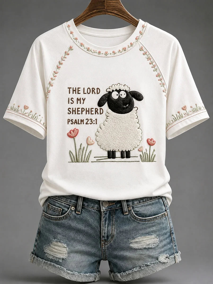 The Lord Is My Shepherd Printed Casual T-Shirt Cute Christian Shirt Scripture Gifts - Merchluma
