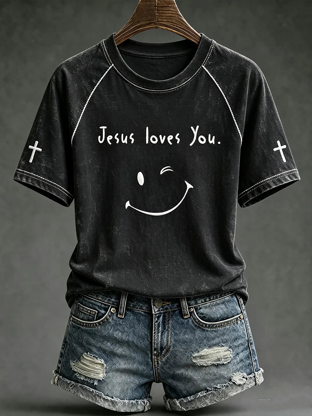 Jesus Loves You T-Shirt Smiley Face Faith Based Shirt Christian Gifts For Mothers - Merchluma