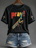 Praying Mantis Cross T-Shirt Elevated Faith Clothing Unique Religious Gifts - Merchluma
