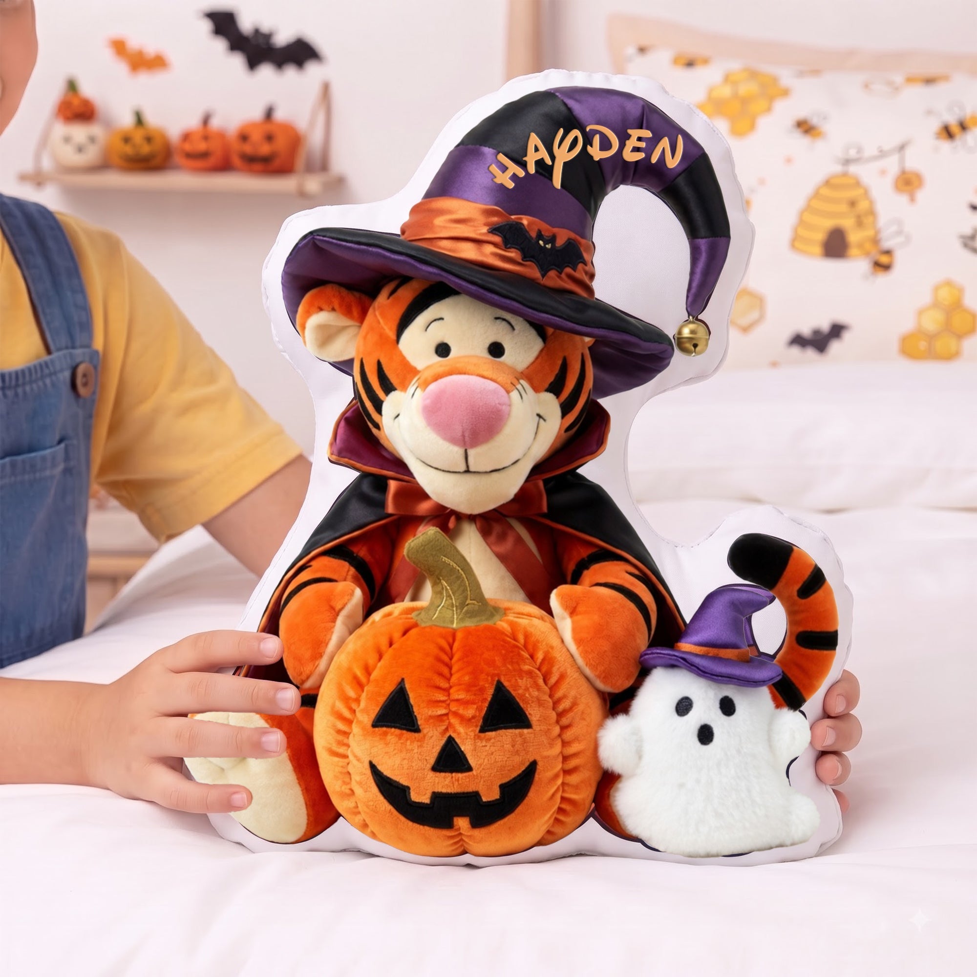 Personalized Tigger Pumpkin Patch Friends Pillow Halloween Gifts For Kids - Merchluma