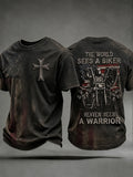 The World Sees A Biker Heaven Sees A Warrior T-Shirt Christian Gift For Motorcycle Biker - Merchluma