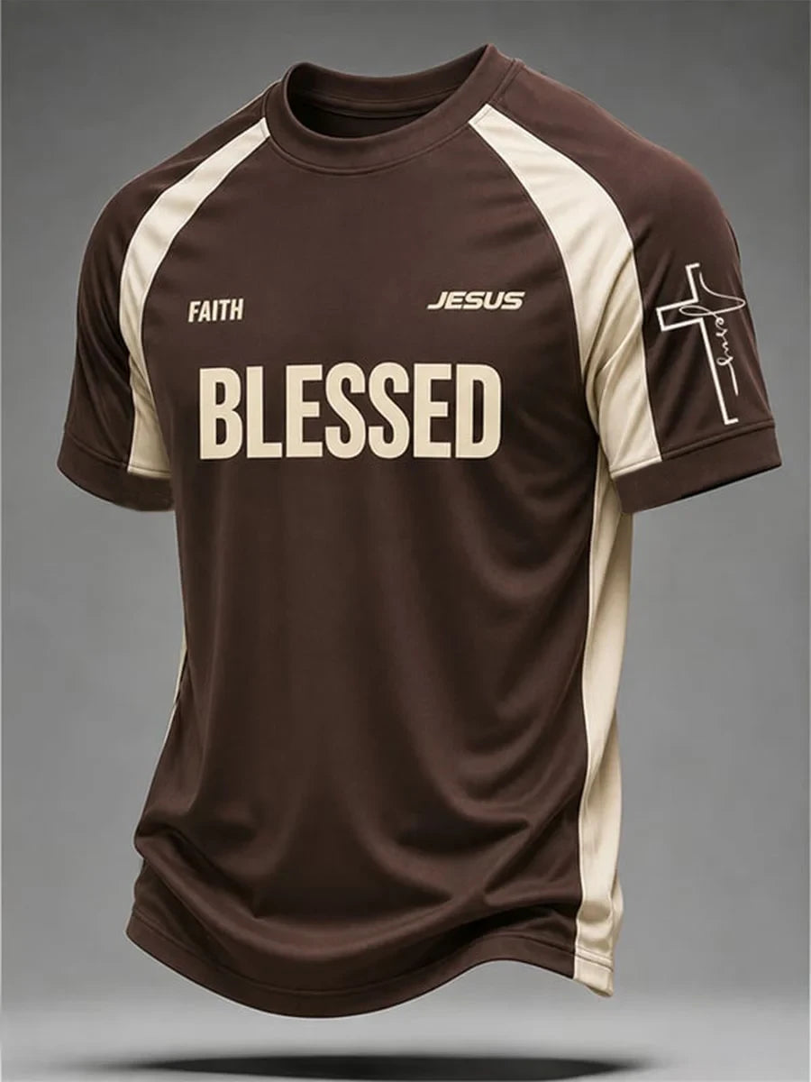 Blessed T-Shirt Jesus Faith Attire Gifts For Religious Present For Men - Merchluma