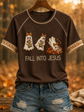 Cute Ghost Fall In To Jesus T-Shirt Autumn Outfits Christian Apparel Gift For Halloween - Merchluma