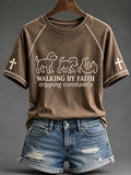 Walking By Faith Tripping Constantly Puppy Dog T-Shirt Funny Cute Christian Apparel BFF Gifts - Merchluma