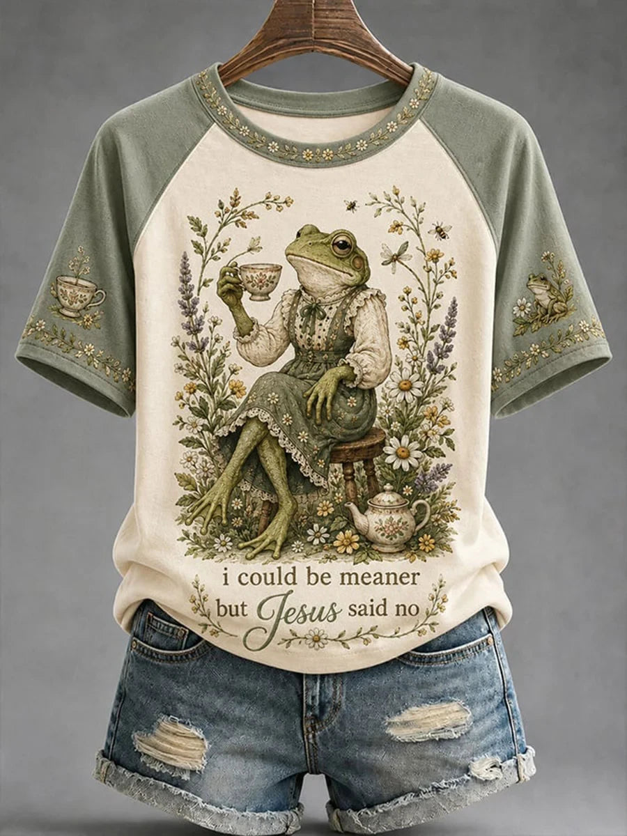 I Could Be Meaner But Jesus Said No T-Shirt Floral Funny Christ Apparel Gift For Friends - Merchluma