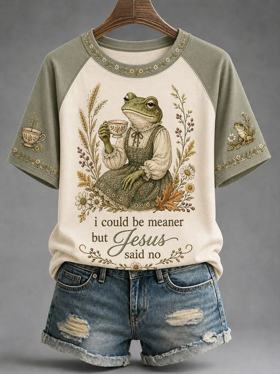 I Could Be Meaner But Jesus Said No T-Shirt Funny Humorous Christian Apparel Gift For Friends - Merchluma