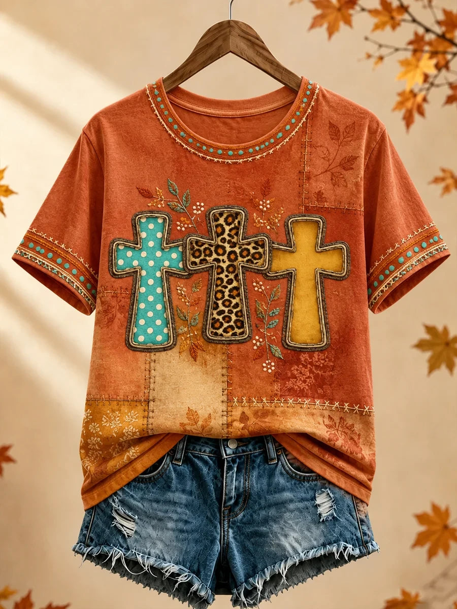 Fall For Jesus T-Shirt Holy Cross Shirt Cute Autumn Clothes Religious Gifts For Mom - Merchluma