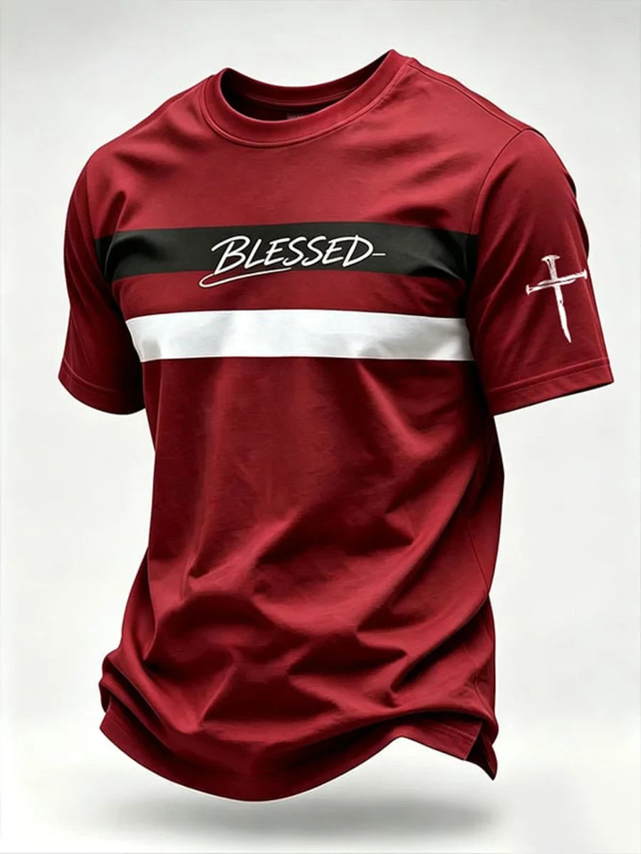Blessed T-Shirt Holy Cross Faith Based Clothing Christian Gift For Husband - Merchluma