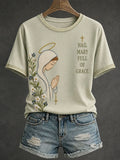 Hail Mary Full Of Grace T-Shirt Blessed Mother Mary Shirt Gifts For Religious Woman - Merchluma