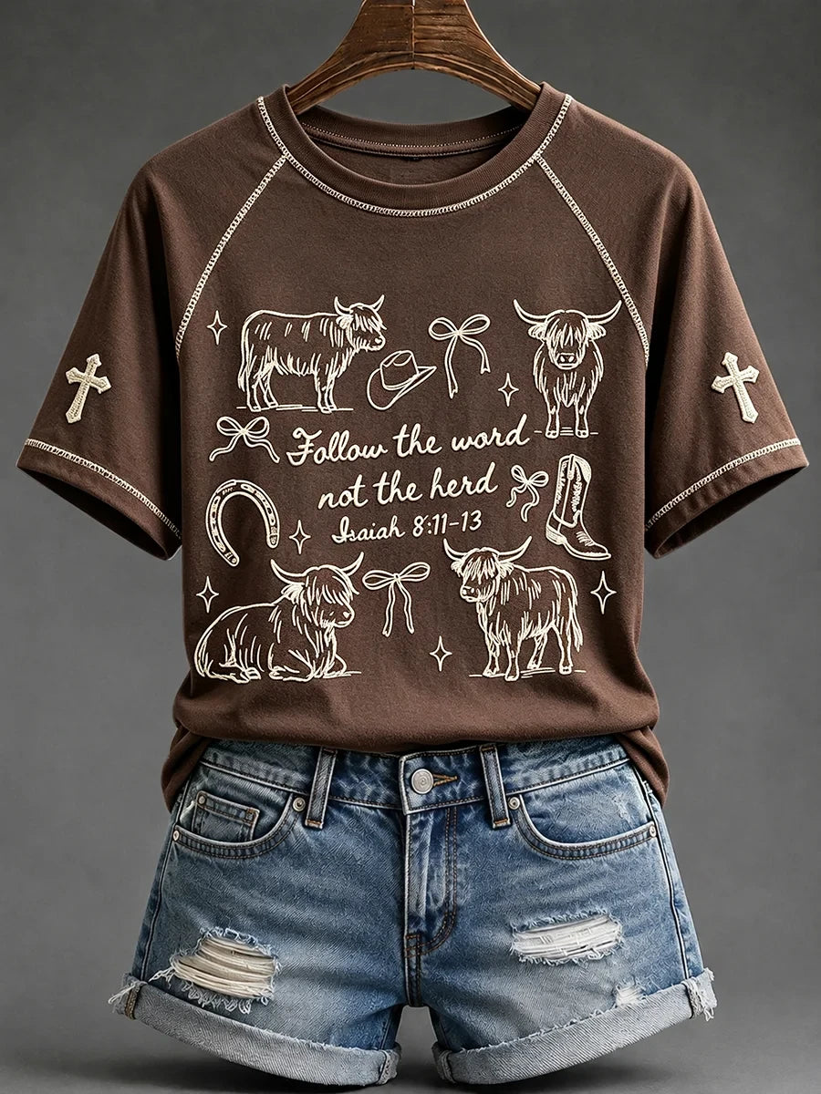 Follow The Word Not The Herd T-Shirt Faith Based Apparel Christian Gifts For Mothers - Merchluma