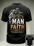 Christian Man Of Faith Cross T-Shirt Bible Quotes Clothing Best Gift For Husband - Merchluma