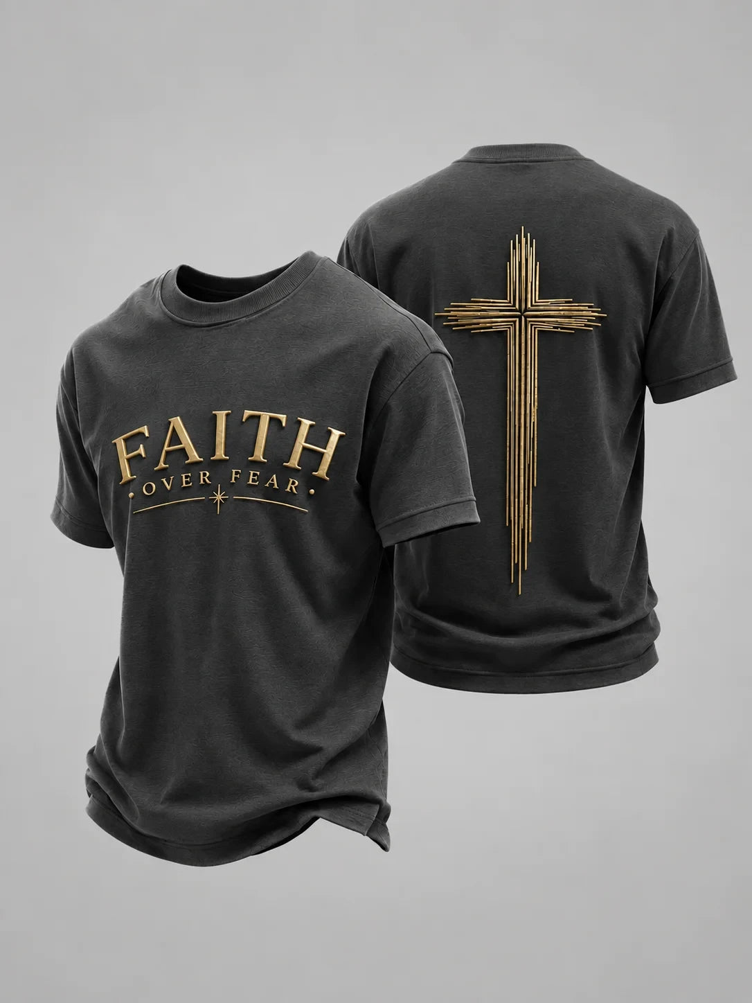 Faith Over Fear T-Shirt Holy Cross Shirt Presents For Christians Gift For Dad - Merchluma