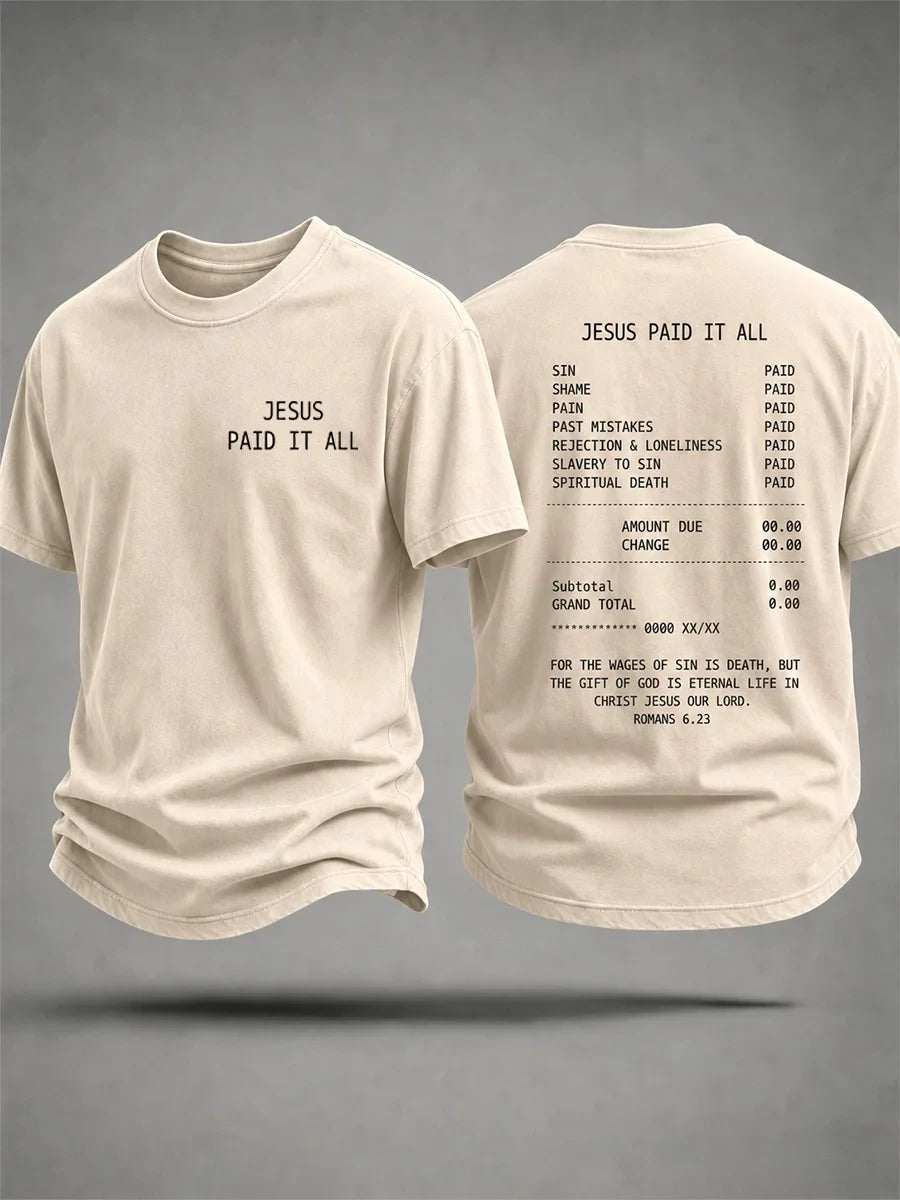 Jesus Paid It All T-Shirt Elevated Faith Clothing Religious Gifts For Fathers - Merchluma
