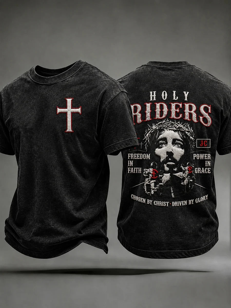 Holy Riders T-Shirt Chosen By Christ Driven By Glory Shirt Motorcycle Biker Gift For Christian - Merchluma