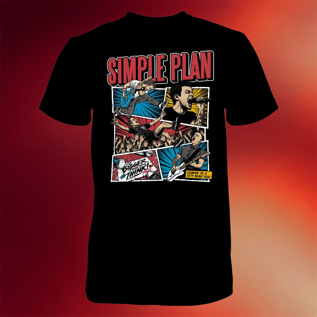 Simple Plan Merch 2026 Comic Book T-Shirt Bigger Than You Think Tour Merch Rock Fan Gifts - Merchluma