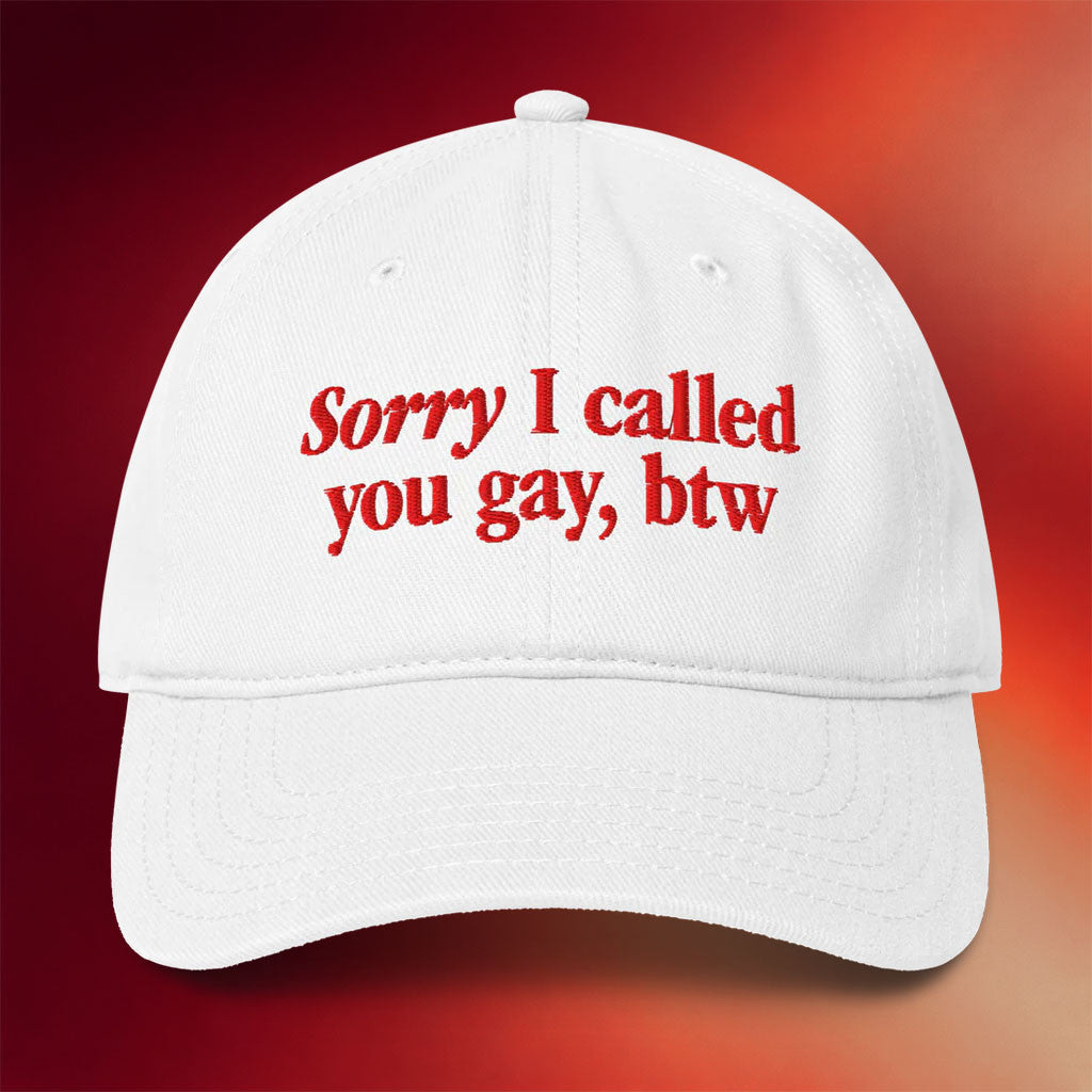 Tucker Carlson Merch 2026 Sorry I Called You Gay Embroidered Hat White Gifts For Dudes - Merchluma