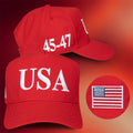 Trump USA 45 47 Hat Embroidered Make America Great Again Red Cap Donald Trump Merch Gifts - Merchluma