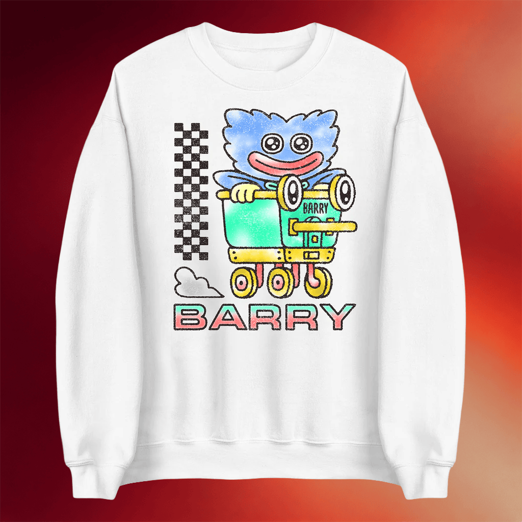 Poppy Playtime Merch Barry Cart White Sweatshirt Birthday Present For Son - Merchluma