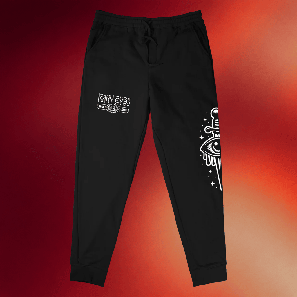 Many Eyes Merch Eye And Dagger Joggers Black Music Gift Ideas For Guys - Merchluma