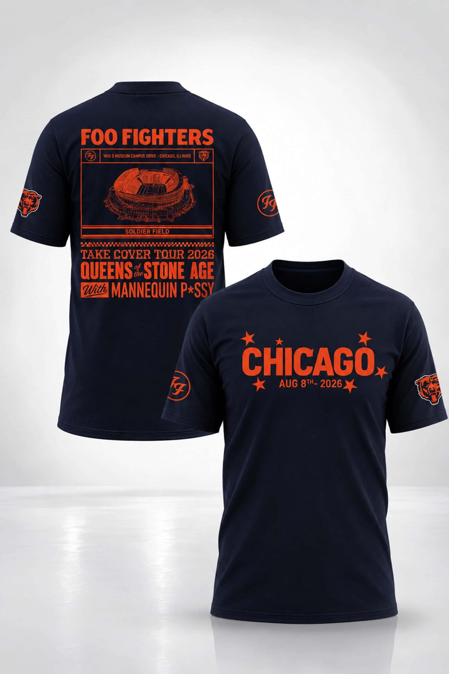 2026 Chicago Bears Foo Fighters Tour Shirt Chicago Bears Merch Presents For Football Fans - Merchluma