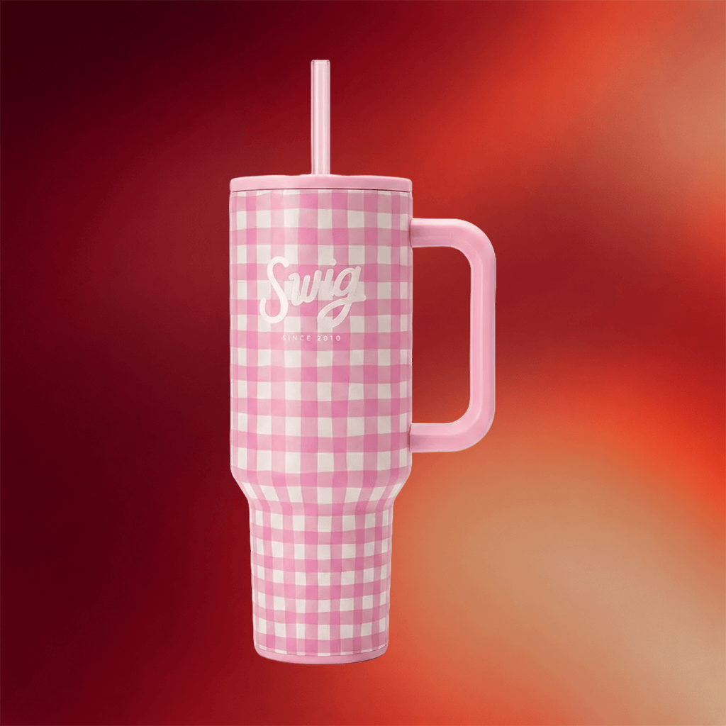 Swig Merch 2026 Pink Gingham Tumbler Best Birthday Gifts For Hers - Merchluma