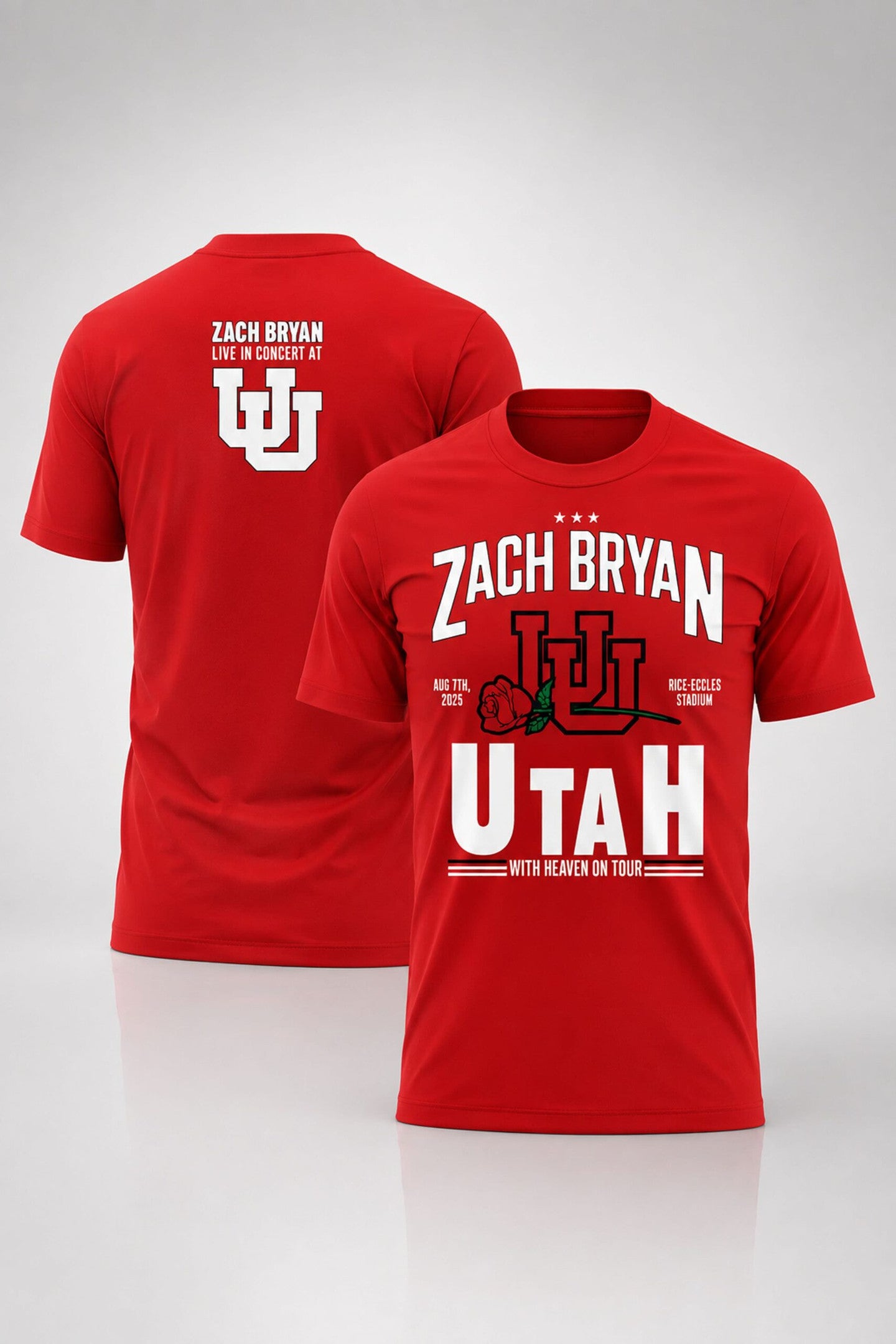 2026 Utah Utes Football x Zach Bryan With Heaven On Tour Shirt Utah Utes Merch Fans Gifts - Merchluma