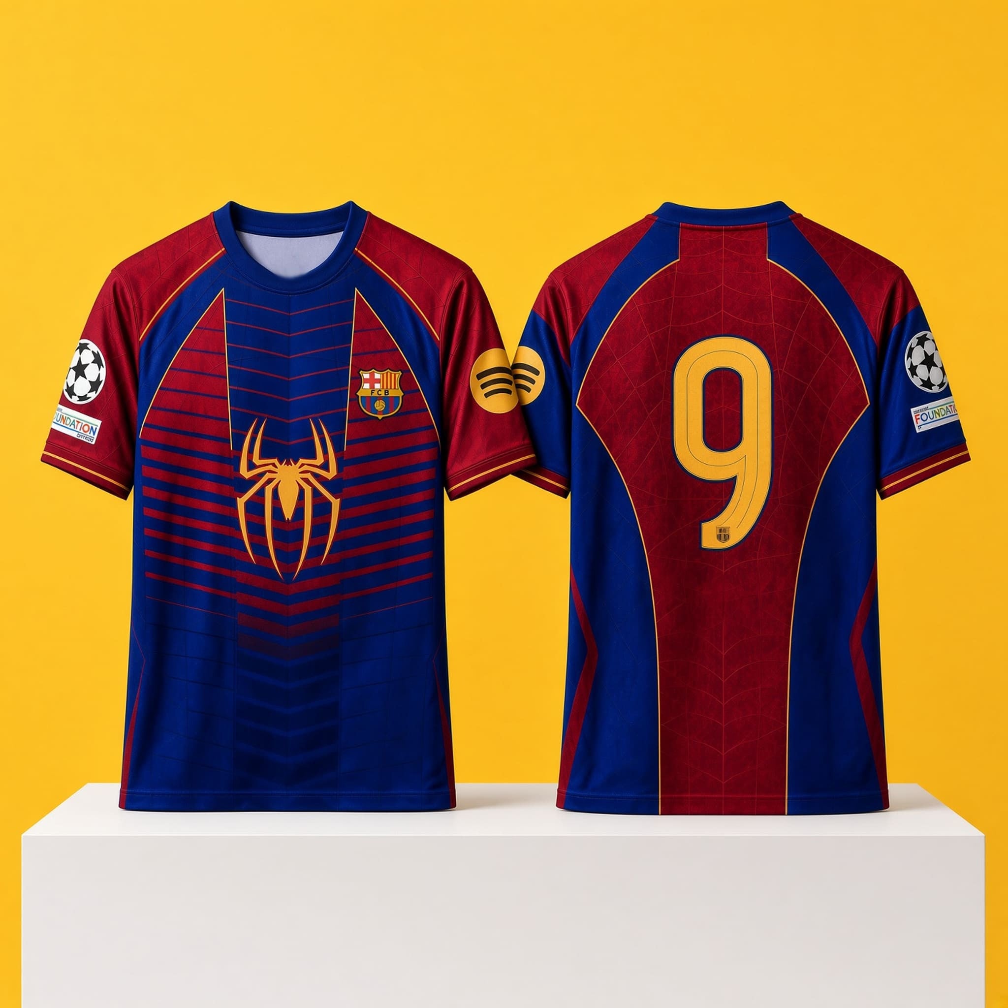 2026 Barcelona Spiderman Jersey T-Shirt #9 FC Barcelona Merch Gifts For Football Fan - Merchluma