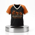 Cow Walking By Faith Tripping Constantly V-Neck Shirt Funny Christian Apparel Gifts For Her - Merchluma