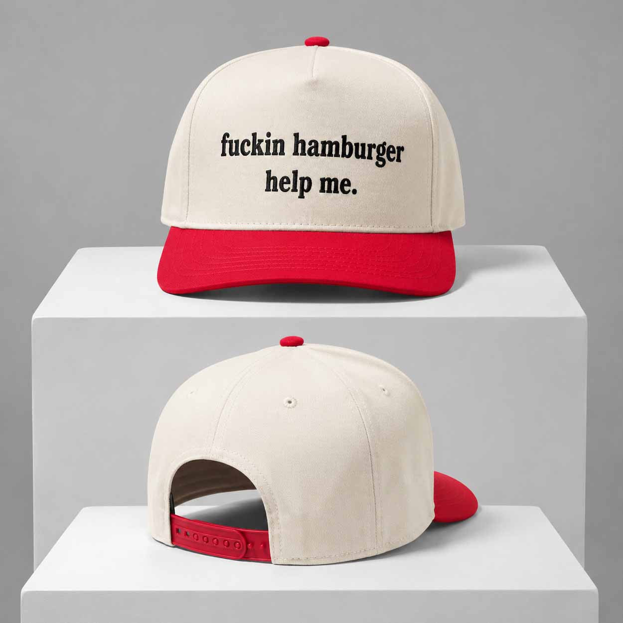 Fckin Hamburger Help Me Hat Embroidered Birthday Gift Ideas For Friends - Merchluma