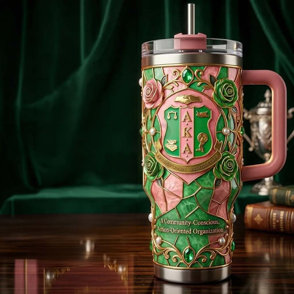 Alpha Kappa Alpha Stained Glass Tumbler AKA Merch Birthday Gifts For Friends - Merchluma
