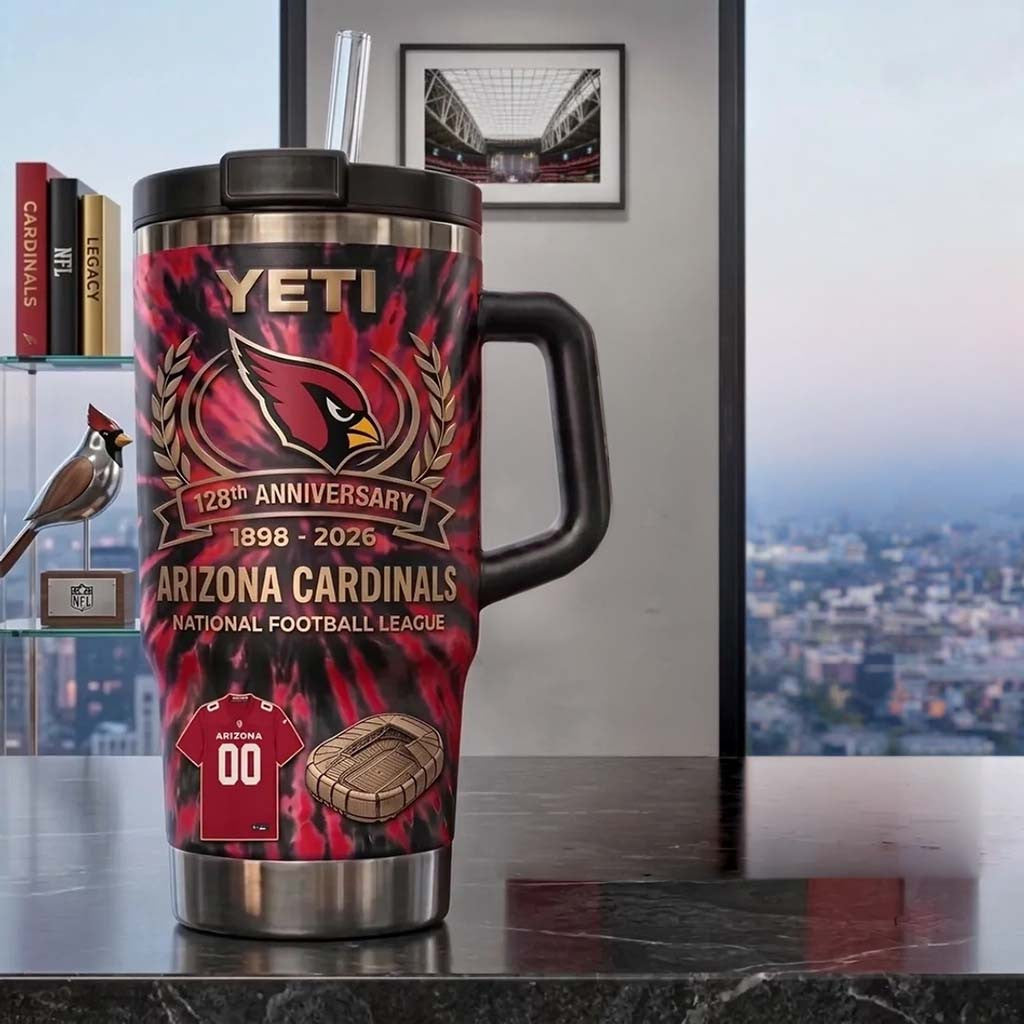 Arizona Cardinals 128th Anniversary Tie-Dye Tumbler Arizona Cardinals Merch Football Fan Gifts - Merchluma