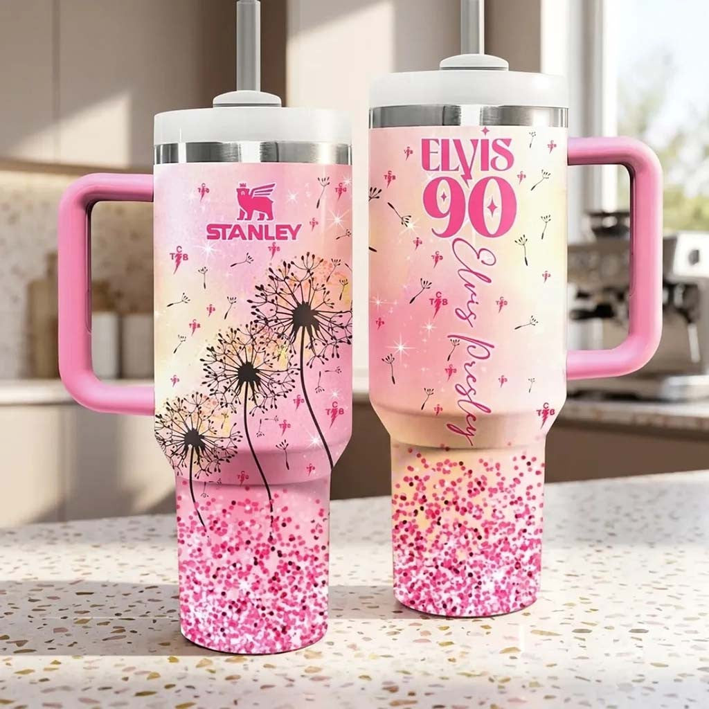Elvis Presley 90th Birthday Pink Stanley Tumbler Elvis Presley Merch Present For Music Lovers - Merchluma