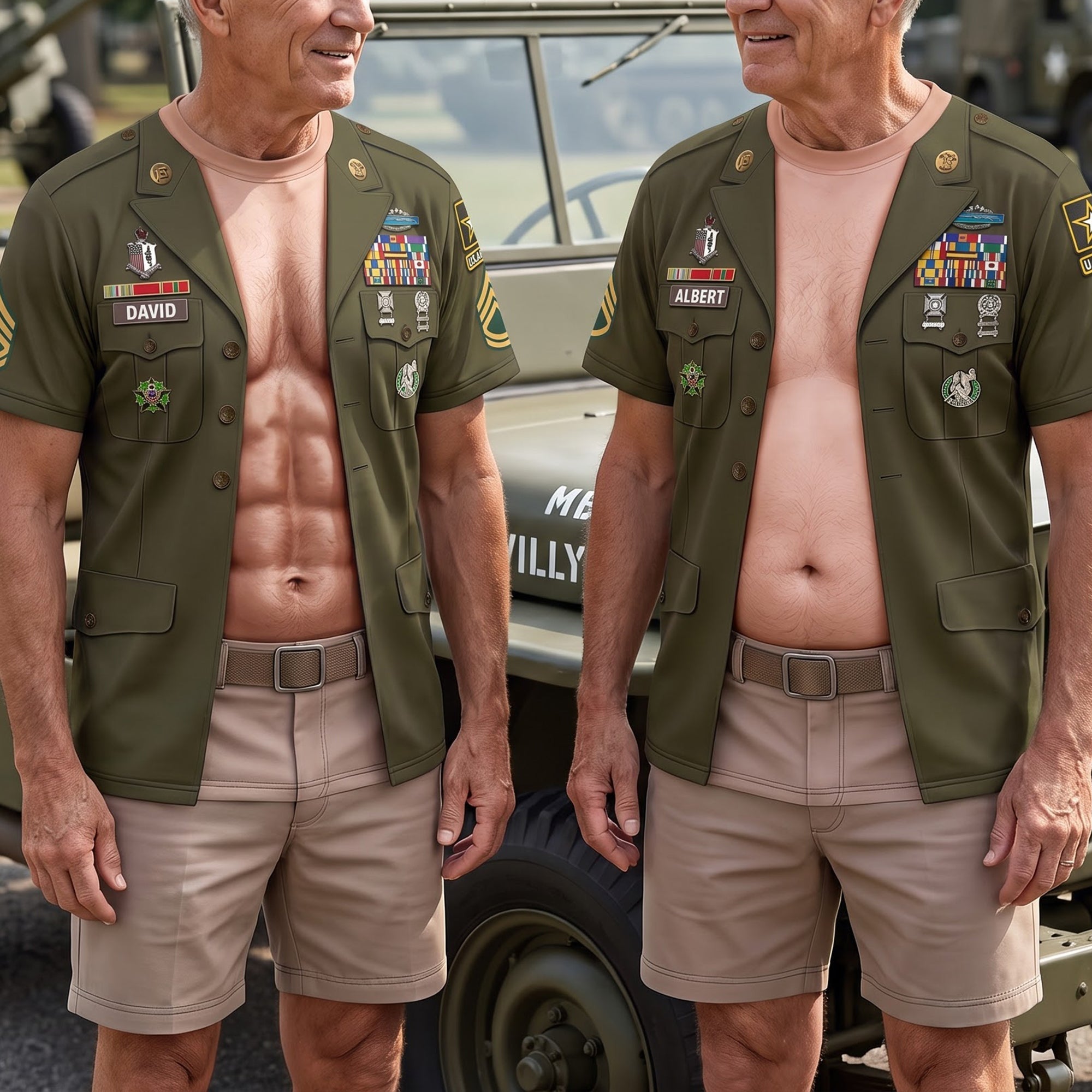 Personalized Six Pack Abs Muscles Military Shirt Funny Patriotic T-Shirt Gifts For Veterans - Merchluma