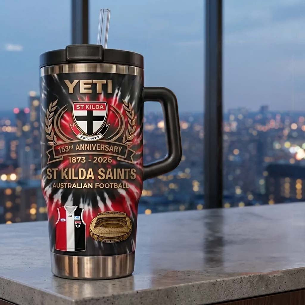 St Kilda Saints 153rd Anniversary YETI Stanley Tumbler St Kilda Saints Merch Football Fan Gifts - Merchluma