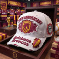 Brisbane Broncos 38th Anniversary White Distressed Hat Brisbane Broncos Merch Rugby Fan Gear - Merchluma