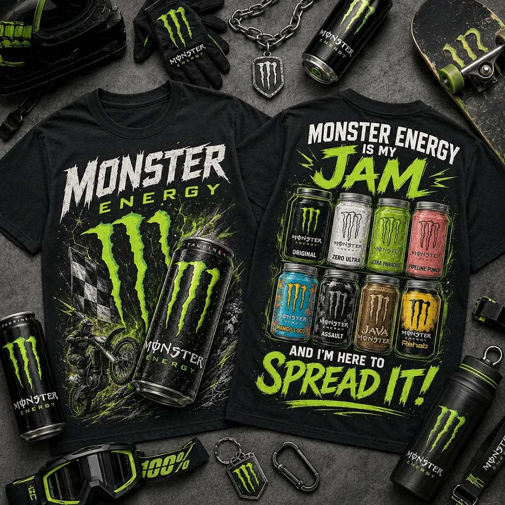 Monster Energy Is My Jam Flavors Black T-Shirt Monster Energy Merch Present For Brothers - Merchluma