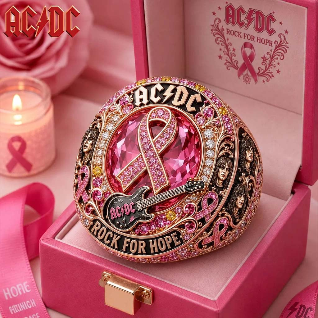 AC DC Rock For Hope Breast Cancer Awareness Ring AC DC Merch Cancer Warrior Gifts - Merchluma