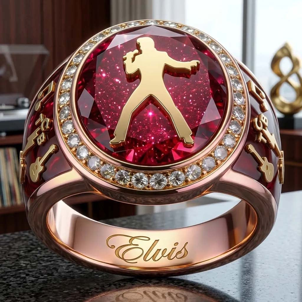 Elvis Presley Signature Ring King Of Rock And Roll Elvis Presley Merch 2026 Gift For Fans - Merchluma